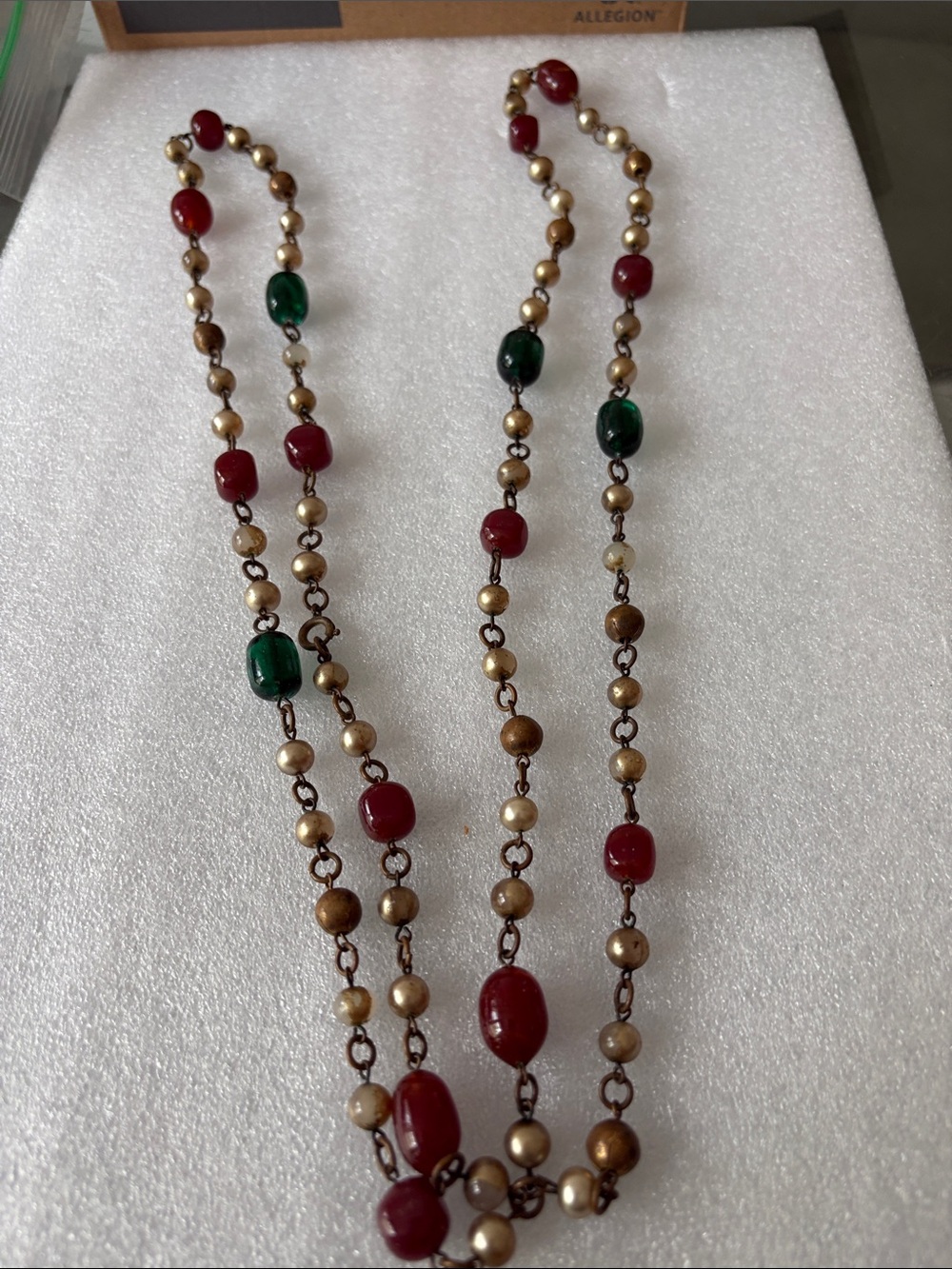 Multi-Strand Red and Green Beaded Women's Necklace